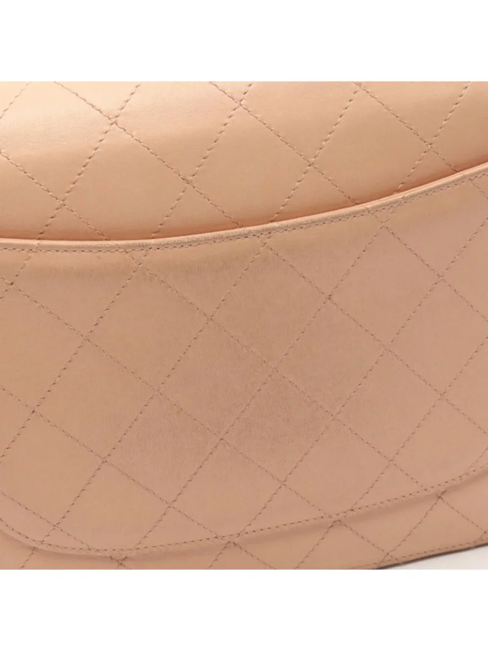 Chanel Shoulder Bag Maxi Quilted Chain Beige Lambskin